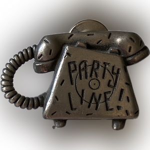Avon Pewter Party Line Telephone Pin brooch-1989